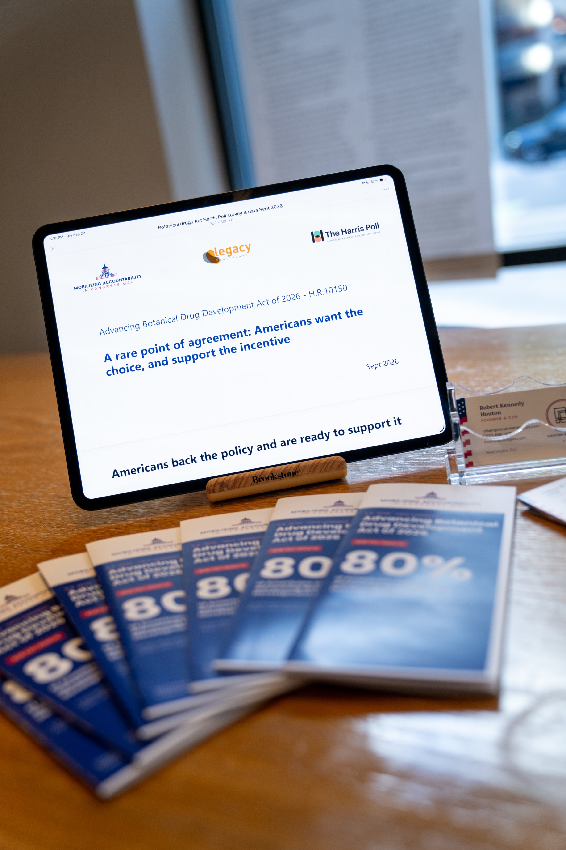 Harris Poll presentation materials at the AIM reception